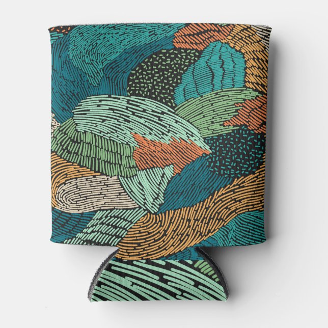 Enfriador De Latas Resumen Grunge: Diseño De Patrones Sin Marea. (Anverso)