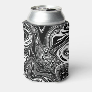 Enfriador De Latas Resumen Mármol Líquido Blanco y Negro