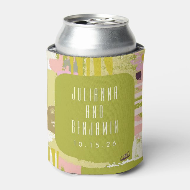 Enfriador De Latas Resumen moderno Art Lime Green Boda Personalizado (Lata Anverso)