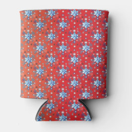 Enfriador De Latas Resumen Navidades rojos y azules copos de nieve