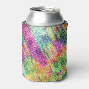 Enfriador De Latas Resumen Neon Rainbow Sparkly Purpurina