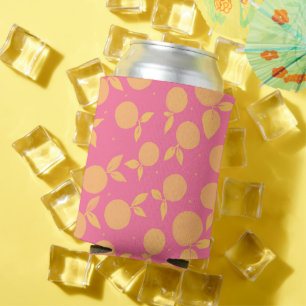 Enfriador De Latas Resumen patrón de mandarina rosa y amarillo