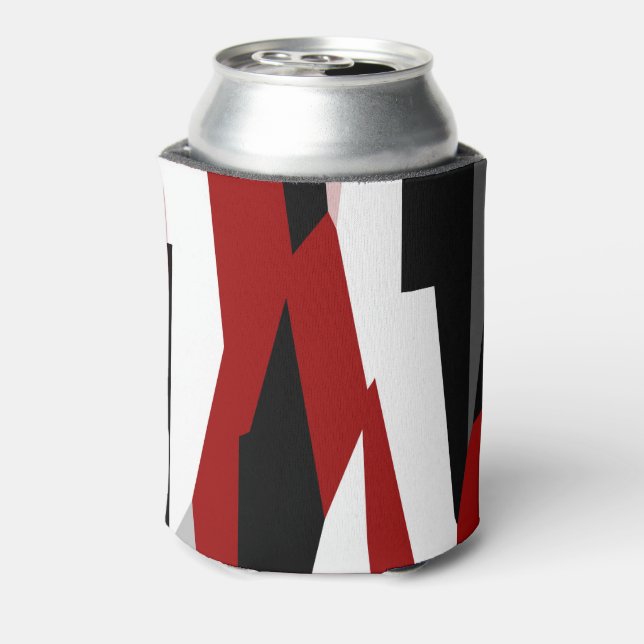 Enfriador De Latas Resumen rojo en blanco y negro (Reverso de la lata)