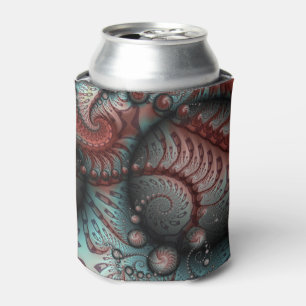 Enfriador De Latas Resumen Vivid Fantasy Fractal Art Brown Blue