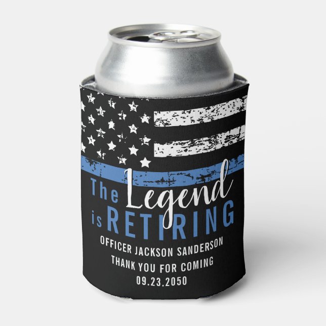 Enfriador De Latas Retirada de la policía Bandera Azul Aplicación de  (Lata Anverso)