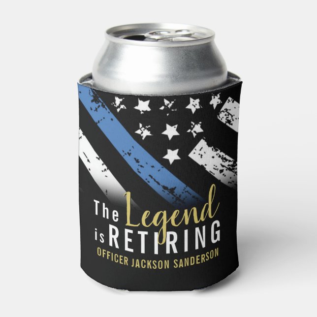 Enfriador De Latas Retirada de la policía Bandera Azul Aplicación de  (Lata Anverso)