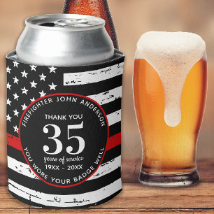 Enfriador De Latas Retiro de bomberos personalizado línea roja delgad