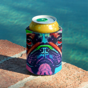 Enfriador De Latas Retrato colorido de un pug al estilo del arte pop