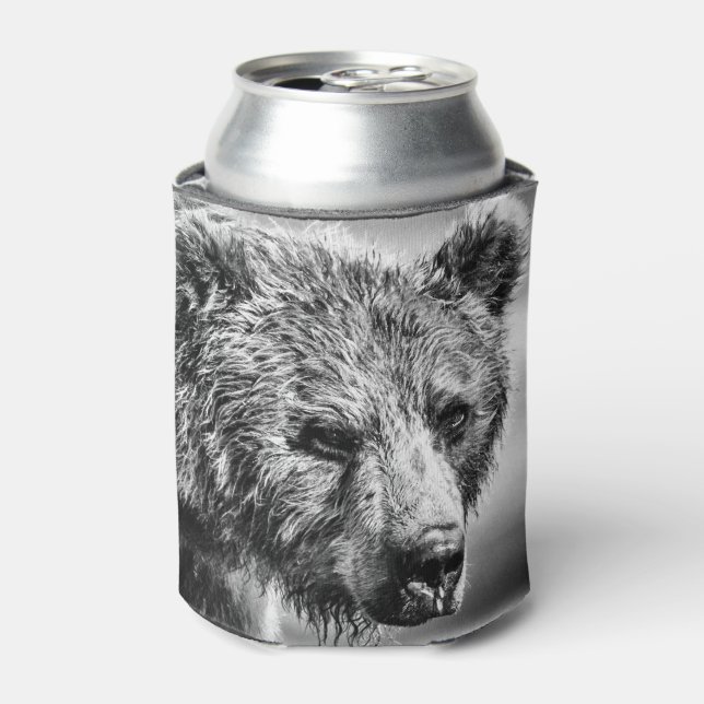 Enfriador De Latas Retrato de oso pardo (Lata Anverso)