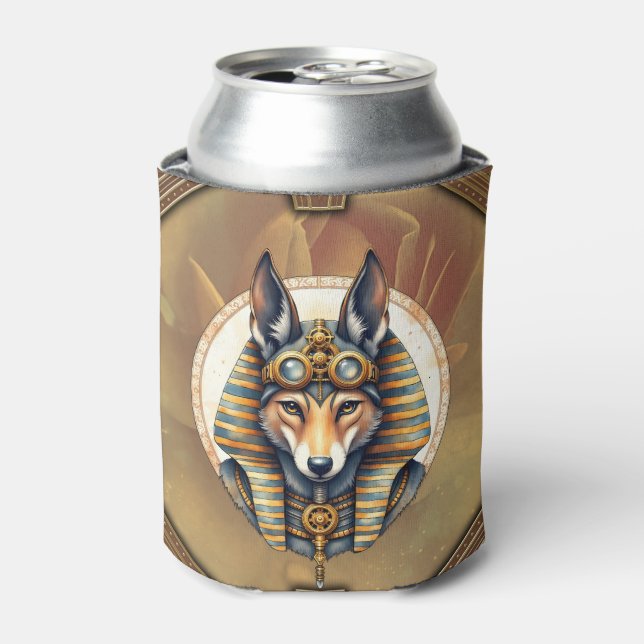 Enfriador De Latas Retrato de Steampunk Anubis Fox (Lata Anverso)