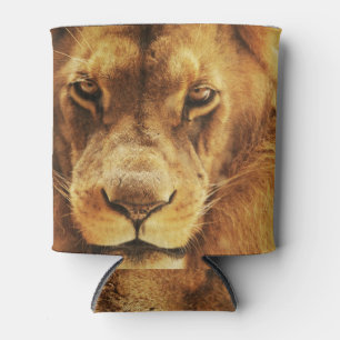 Enfriador De Latas Retrato de un león africano macho.