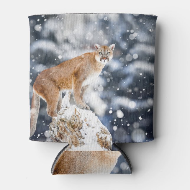 Enfriador De Latas Retrato de vida silvestre de las montañas Cougar W (Anverso)