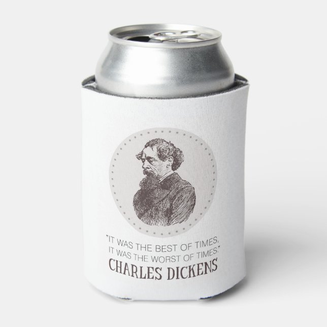 Enfriador De Latas Retrato y cita de Charles Dickens (Lata Anverso)