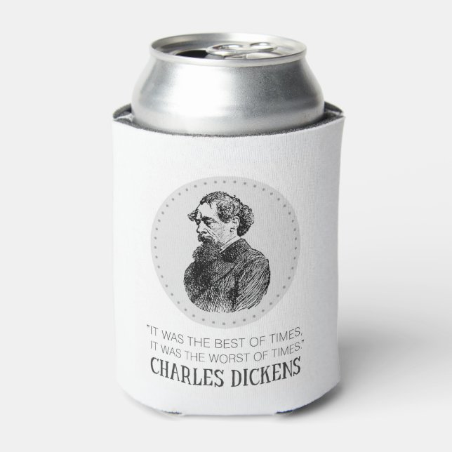 Enfriador De Latas Retrato y cita de Charles Dickens (Lata Anverso)