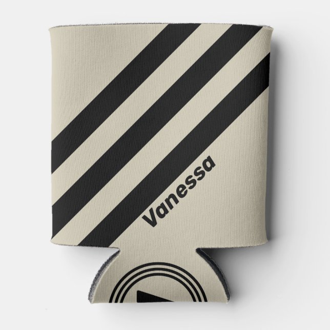 Enfriador De Latas Retro Alabaster de tres bandas con nombre (Anverso)