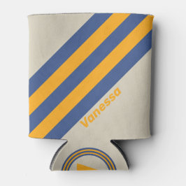 Enfriador De Latas Retro Azul Aplastar Rayas de la puesta del sol con