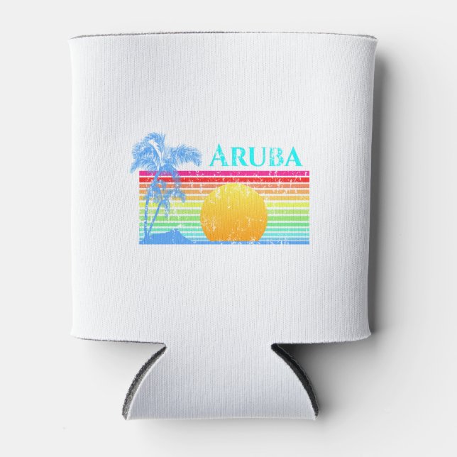 Enfriador De Latas Retro Beach Aruba Sunset (Anverso)