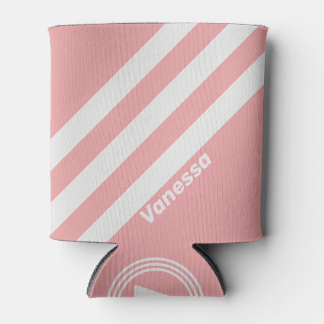 Enfriador De Latas Retro besa tres franjas con nombre (Anverso)