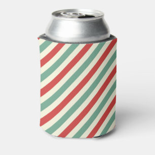 Enfriador De Latas Retro Candy Cane Navidades Strips Red Green