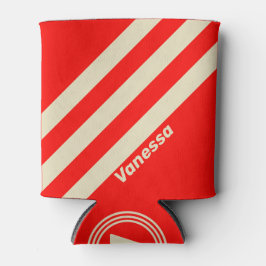 Enfriador De Latas Retro Cereza Tres Rayas con Nombre