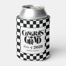 Enfriador De Latas Retro Class of Congrats Graduation Black And White