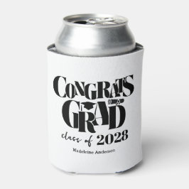 Enfriador De Latas Retro Class of Congrats Graduation Black And White