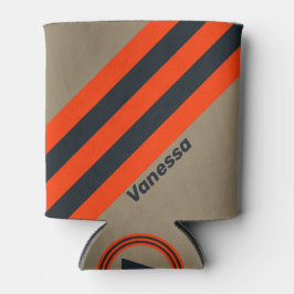 Enfriador De Latas Retro Desert Meadow Stripes with Name