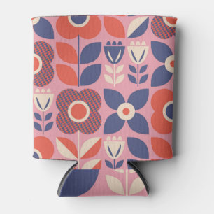Enfriador De Latas Retro Escandinavia Floral Seamless Elements