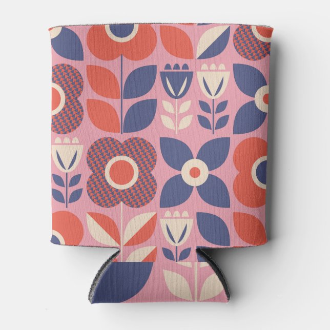 Enfriador De Latas Retro Escandinavia Floral Seamless Elements (Anverso)