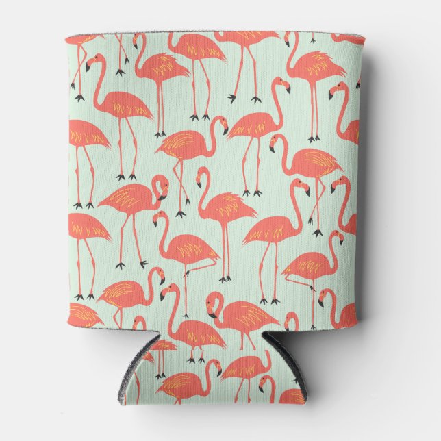 Enfriador De Latas Retro Flamingo | Summer Poolside Coral (Anverso)