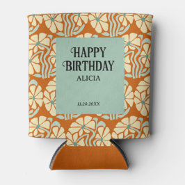 Enfriador De Latas Retro Funky Groovy Boho Cumpleaños Botánico