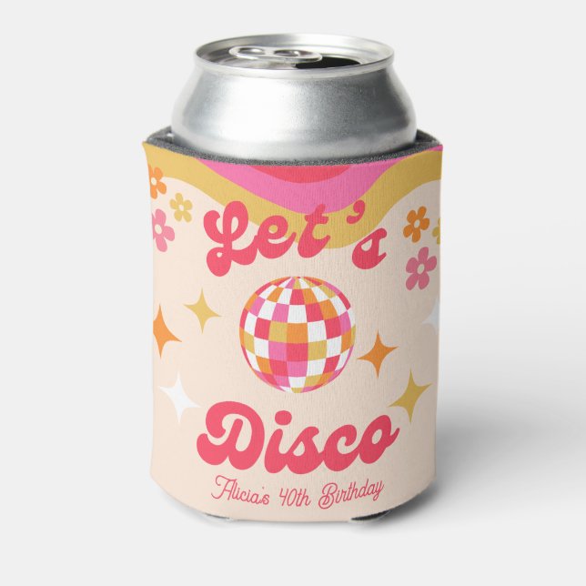 Enfriador De Latas Retro Groovy 70's Discoteca Cualquier cumpleaños d (Reverso de la lata)