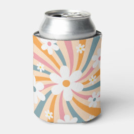 Enfriador De Latas Retro Groovy Colorido Sunshine Daisy Floral Hippie