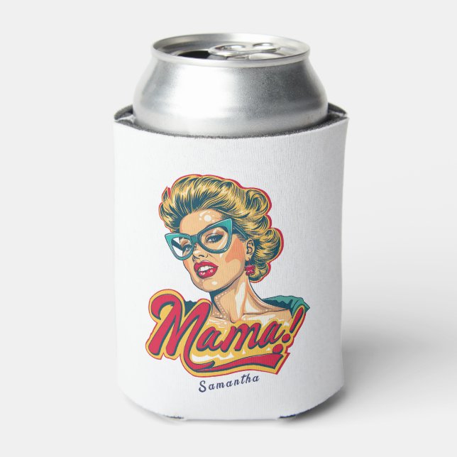 Enfriador De Latas Retro mamá pop art 2 personalizado (Lata Anverso)