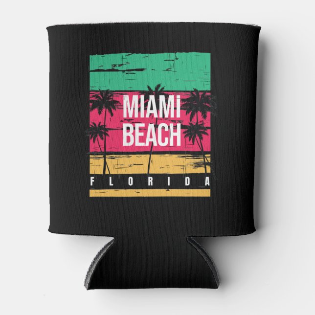Enfriador De Latas Retro Miami Florida Beach Souvenir (Anverso)