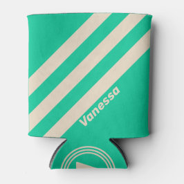 Enfriador De Latas Retro Mint Tres Franjas con Nombre