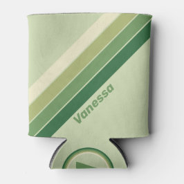 Enfriador De Latas Retro Moss Rainbow Stripes with Name
