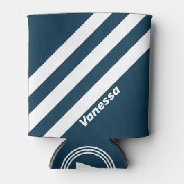Enfriador De Latas Retro Navy Tres Franjas con Nombre