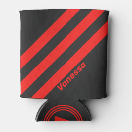 Enfriador De Latas Retro Oscuro tres bandas con nombre