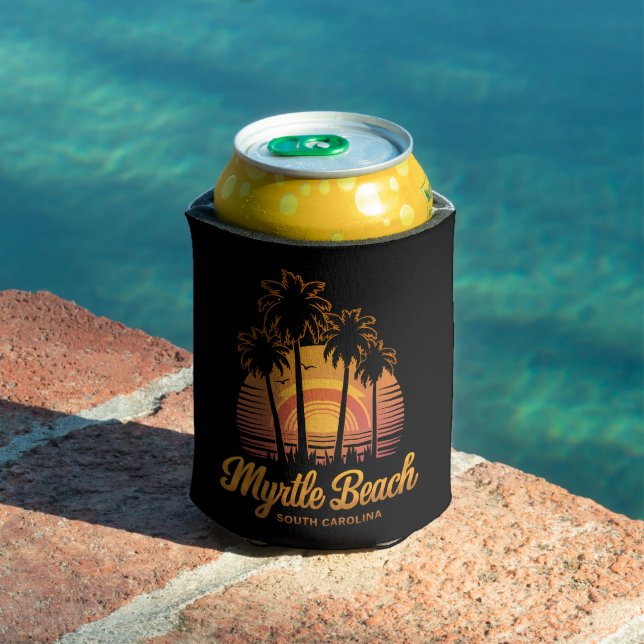 Enfriador De Latas Retro Palm Tree Sunset South Carolina Myrtle Beach (Piscina in situ)