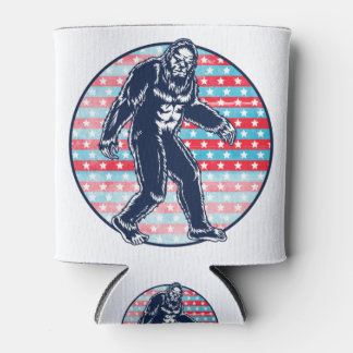 Enfriador De Latas Retro Patriótico Sasquatch | 4 de julio Pie Grande