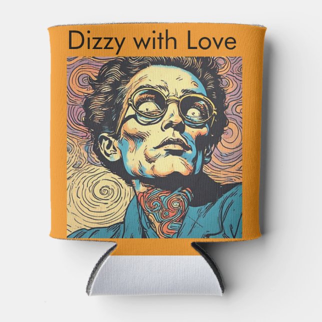 Enfriador De Latas Retro Pop Art Portrait Swirl Background Bold Graph (Anverso)