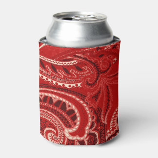Enfriador De Latas Retro Rojo Paisley Bandanna/Bandana