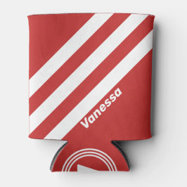 Enfriador De Latas Retro Rojo Tres Franjas con Nombre