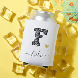 Enfriador De Latas Retro Sketch Monograma Letra F, Refrigerador de be