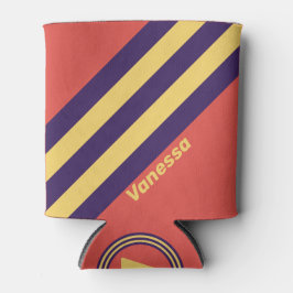 Enfriador De Latas Retro Surf Sunset Stripes with Name