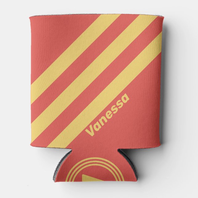 Enfriador De Latas Retro Surf Sunset Three Strips con Nombre (Anverso)