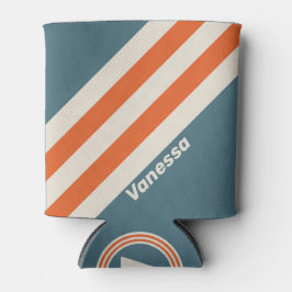 Enfriador De Latas Retro Surfside Stripes with Name