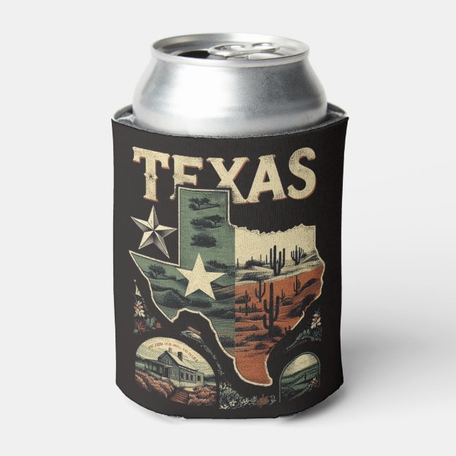 Enfriador De Latas Retro Texas (Lata Anverso)