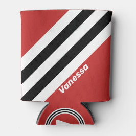 Enfriador De Latas Retro Urban Zebra Stripes with Name